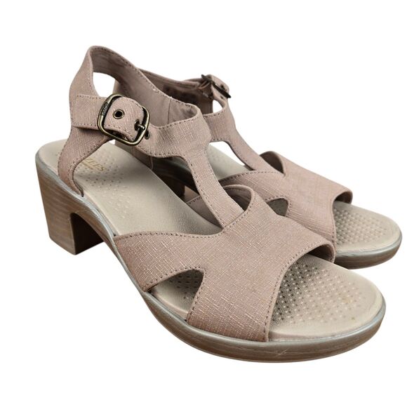 Bzees Everly Lifestride Biscotti Beige Sandal 7 M Buckle Strap Block Heel - Picture 1 of 12